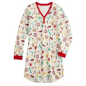 LC Lauren Conrad Jammies For Your Families Holiday Village Nightgown Size XS